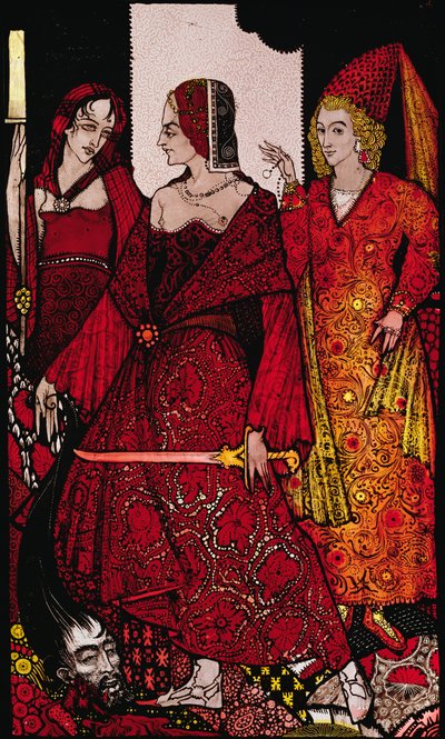 Reinas que cortaron los cerdos de Glanna... Ilustración de Harry Clarke de 