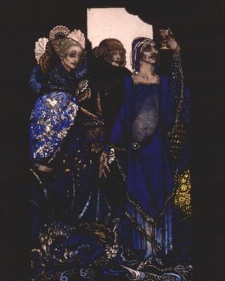 "Reinas que desperdiciaron el Este por poder..." Ilustración de Harry Clarke para 