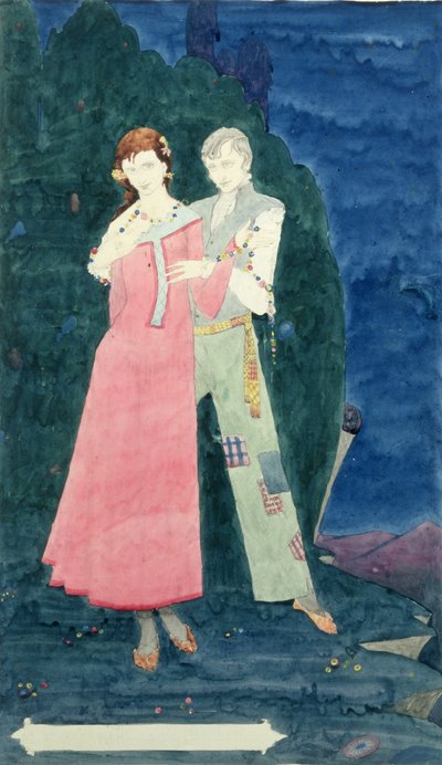 El Playboy del Mundo Occidental por J.M. Synge (1861-1909), diseño para la Ventana de Ginebra de Harry Clarke