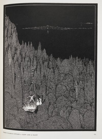Un resplandor y un fulgor brillaron hacia arriba". Ilustración para el cuento "El bicho de oro". de Harry Clarke