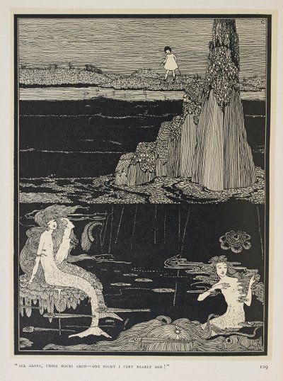 ¡Por poco! "Sola, en medio de esas rocas... ¡una noche estuve a punto de hacerlo!"
Tres sirenas de Harry Clarke