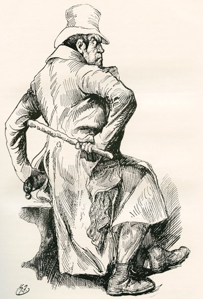 Bill Sikes. Ilustración de Harry Furniss para la novela de Charles Dickens Oliver Twist, de The Testimonial Edition, publicada en 1910. de Harry Furniss