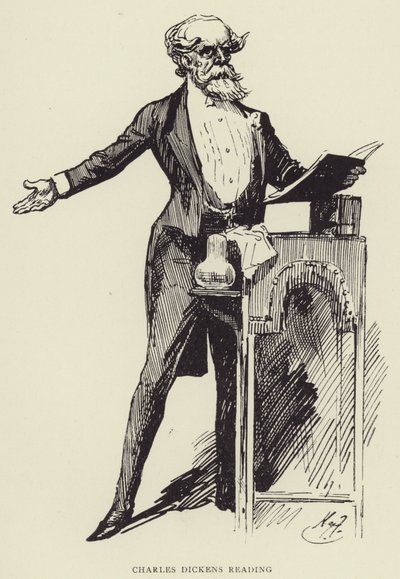 Charles Dickens leyendo de Harry Furniss