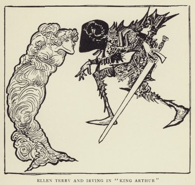 Ellen Terry e Irving en el Rey Arturo de Harry Furniss
