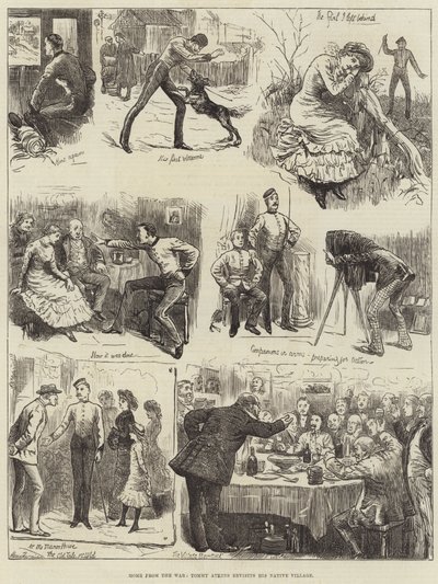 De Vuelta de la Guerra, Tommy Atkins visita su Pueblo Natal de Harry Furniss