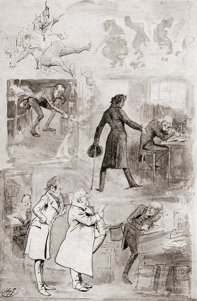 Ilustración de Cuento de Navidad de Los libros de Navidad de Charles Dickens de Harry Furniss