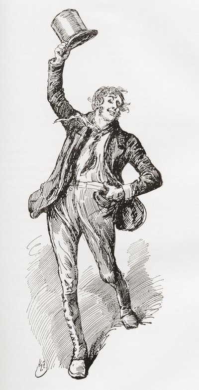 Mark Tapley. Ilustración de Harry Furniss para la novela de Charles Dickens Martin Chuzzlewit, de The Testimonial Edition, publicada en 1910. de Harry Furniss