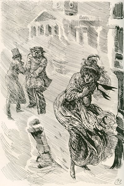 Martha la Errante. Ilustración de Harry Furniss para la novela de Charles Dickens David Copperfield, de The Testimonial Edition, publicada en 1910. de Harry Furniss