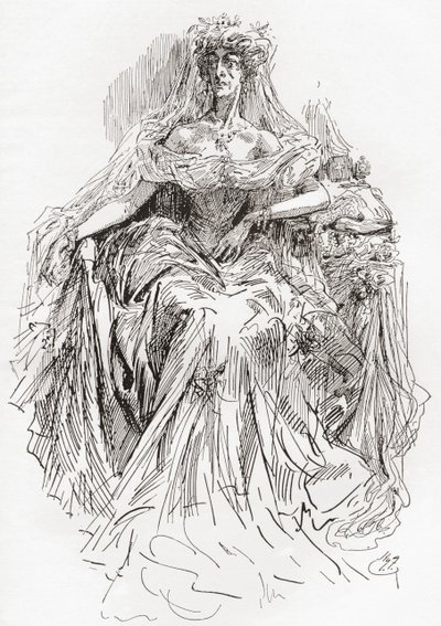 Miss Havisham (grabado) de Harry Furniss