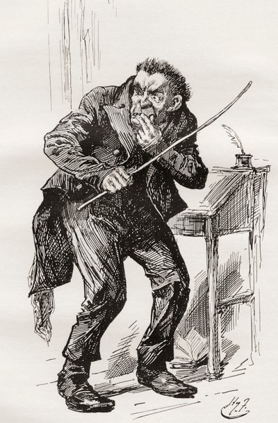 El Sr. Squeers. Ilustración de Harry Furniss para la novela de Charles Dickens Nicholas Nickleby, de The Testimonial Edition, publicada en 1910. de Harry Furniss