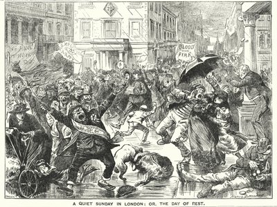 Caricatura de Punch: Un domingo tranquilo en Londres; o, el día de descanso (grabado) de Harry Furniss