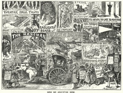 Caricatura de Punch: Cómo anunciamos ahora (grabado) de Harry Furniss