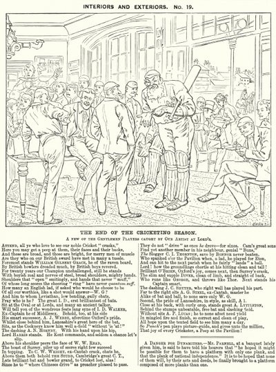 Caricatura de Punch: El fin de la temporada de cricket - escena en el pabellón en el Lord