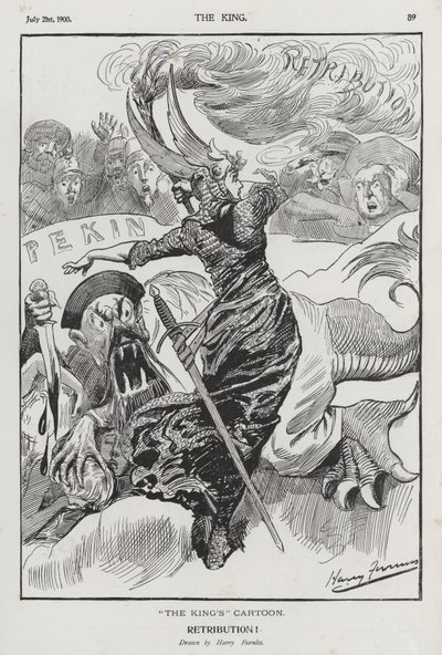 Retribución, caricatura sobre la Rebelión de los Bóxers en China de Harry Furniss
