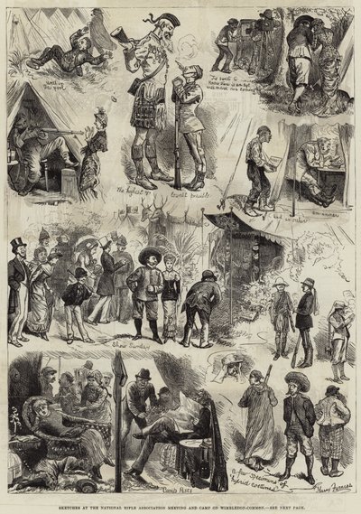 Bocetos en la Reunión y Campamento de la Asociación Nacional de Rifles en Wimbledon-Common de Harry Furniss