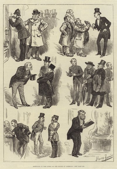Bocetos en el Vestíbulo de la Cámara de los Comunes de Harry Furniss