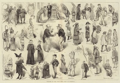 Bocetos del baile de disfraces en Liverpool de Harry Furniss