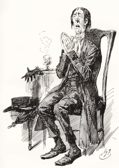 Stiggins. Ilustración de Harry Furniss para la novela de Charles Dickens The Pickwick Papers, de The Testimonial Edition, publicada en 1910. de Harry Furniss