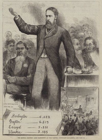 Las elecciones generales, Lord Hartington en Over Darwen, noreste de Lancashire de Harry Furniss