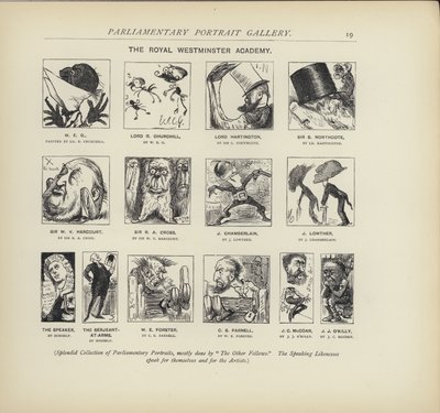 La Real Academia de Westminster - imaginando cómo los políticos podrían pintarse entre sí de Harry Furniss