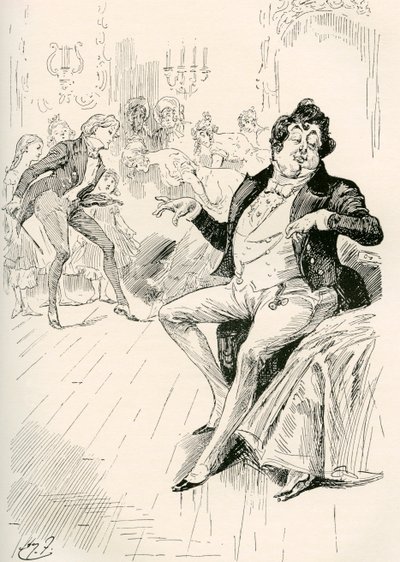 Los Turveydrops, Senior y Junior. Ilustración de Harry Furniss para la novela de Charles Dickens Bleak House, de The Testimonial Edition, publicada en 1910. de Harry Furniss