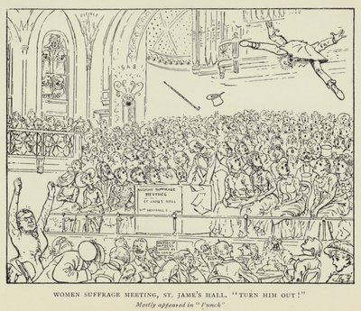 Reunión de Sufragio Femenino, St James Hall, ¡Échenlo! de Harry Furniss