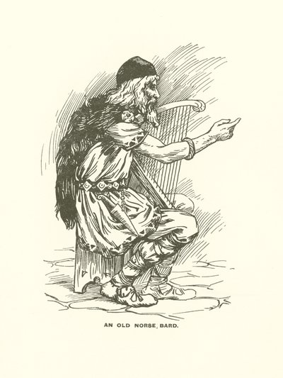 Un viejo bardo nórdico (grabado) de Harry George Theaker