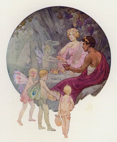 Calipso en su cueva (litografía en color) de Harry George Theaker
