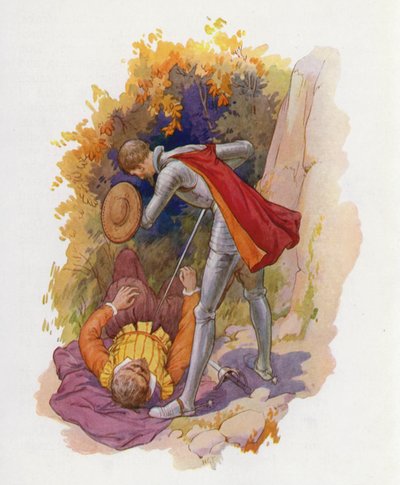Ilustración para Don Quijote (litografía en color) de Harry George Theaker