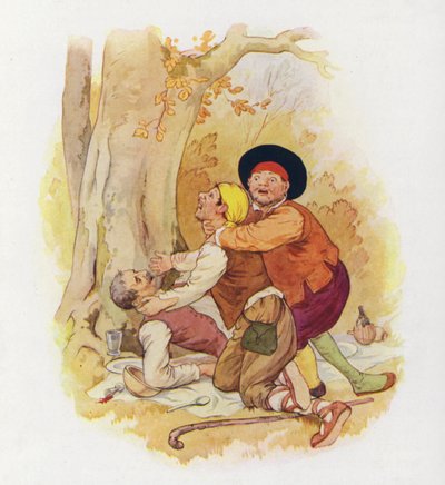Ilustración para Don Quijote (litografía en color) de Harry George Theaker