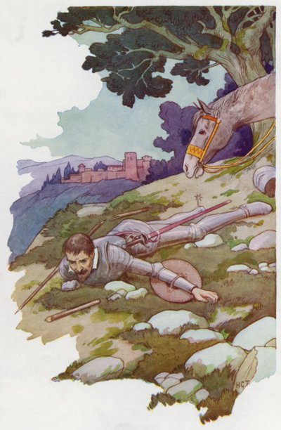 Ilustración para Don Quijote (litografía en color) de Harry George Theaker