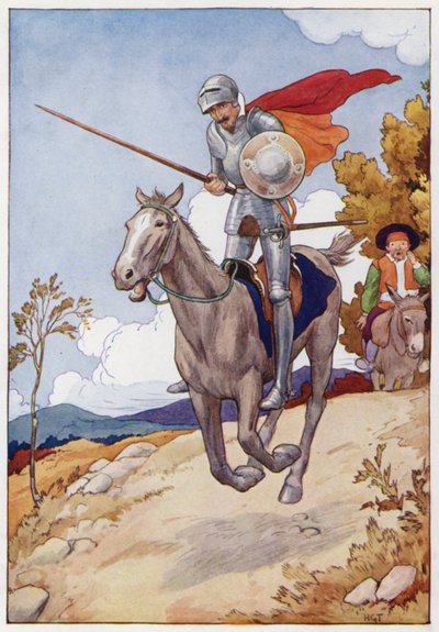 Ilustración para Don Quijote (litografía en color) de Harry George Theaker