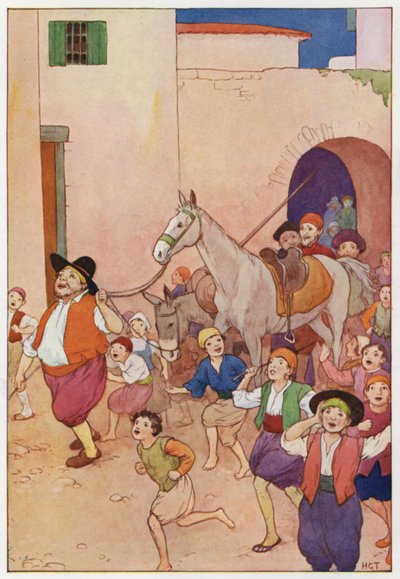 Ilustración para Don Quijote (litografía en color) de Harry George Theaker