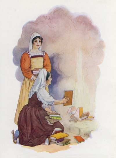 Ilustración para Don Quijote (litografía en color) de Harry George Theaker