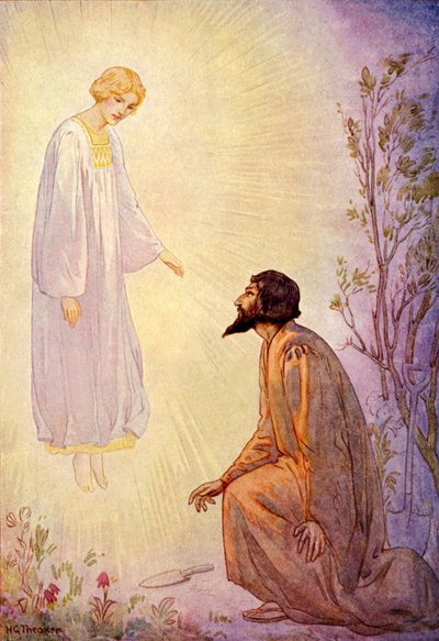 José visitado por un hermoso espíritu (litografía en color) de Harry George Theaker