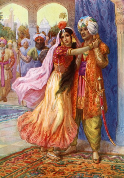 "Let me Share Thine Exile" (litografía en color) de Harry George Theaker