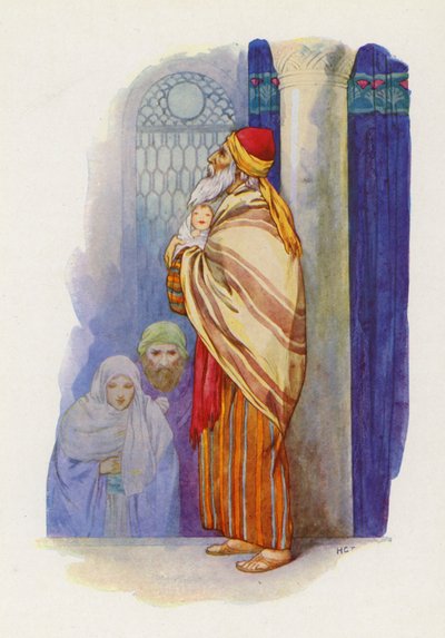 "Señor, ahora deja que tu siervo se vaya en paz" (litografía en color) de Harry George Theaker