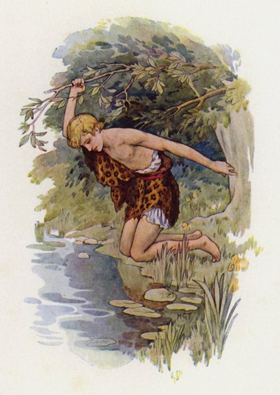 Narciso (litografía en color) de Harry George Theaker