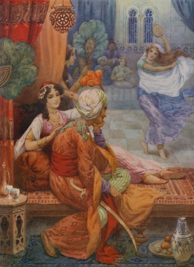 El príncipe Ahmed y el hada Banou (litografía en color) de Harry George Theaker