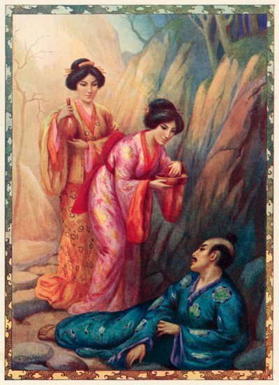 Princesa Concha y Princesa Almeja Cura Ohkuni (litografía en color) de Harry George Theaker