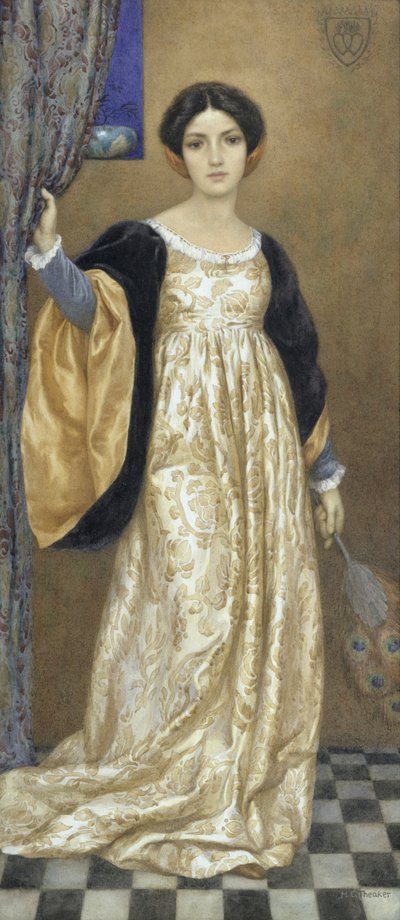Mujer de pie, c.1905 (acuarela y gouache sobre papel) de Harry George Theaker
