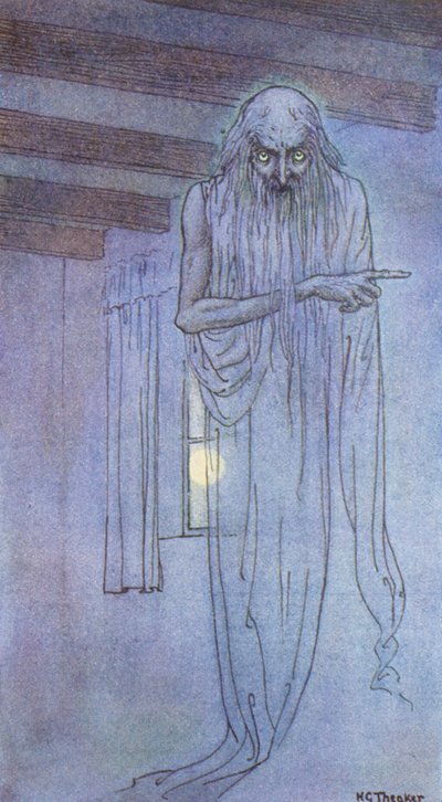 El fantasma (litografía en color) de Harry George Theaker