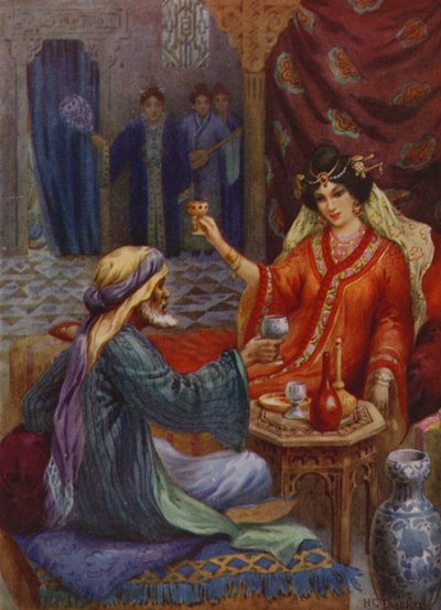 La princesa y el mago (litografía en color) de Harry George Theaker