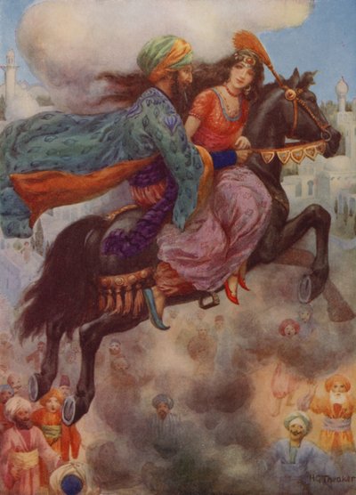 La princesa vuelve a Persia (litografía en color) de Harry George Theaker