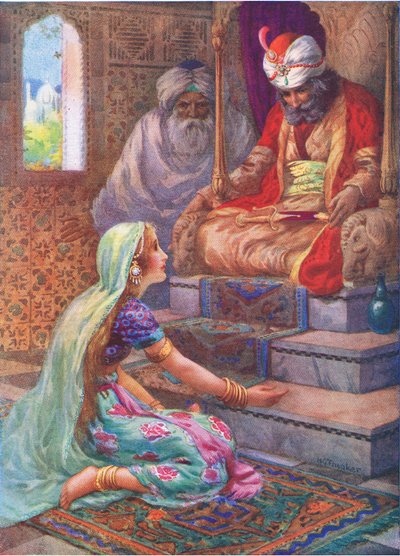 El nombre es Satyavan, ilustración de "Childrens Stories from Indian Legends", años 30 (litografía en color). de Harry George Theaker