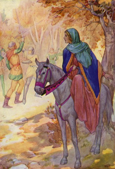 Con un giro tan rápido que nadie podría decir cómo se hizo, Robin arrancó la espada de Guy de sus manos. de Harry George Theaker