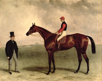 Gladiateur con Harry Grimshaw y su dueño, el Conde Frederic de Lagrange, 1865 de Harry Hall