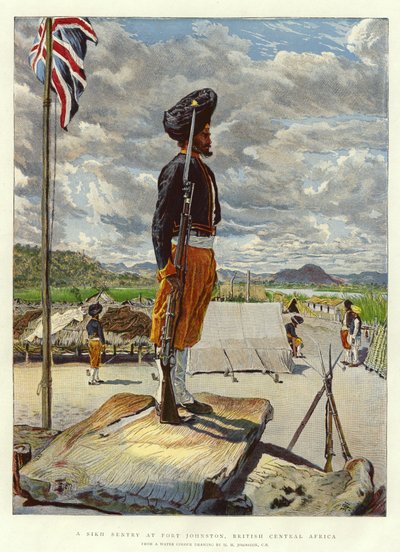 Un centinela sij en Fort Johnston, África Central Británica de Harry Hamilton Johnston