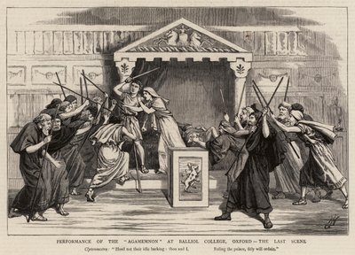 Representación de la Agamenón en el Balliol College, Oxford, la Última Escena de Harry Hamilton Johnston