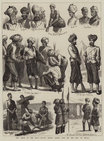 La crisis en el Este, tropas indias nativas en camino a Malta de Harry Hamilton Johnston